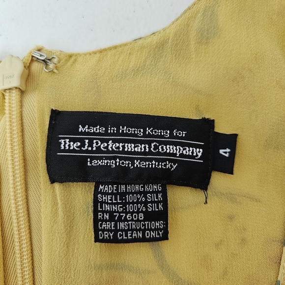 J. Peterman VTG 90's Silk Floral Yellow Fairy Whimsy Romantic Dress 4 - Picture 3 of 11